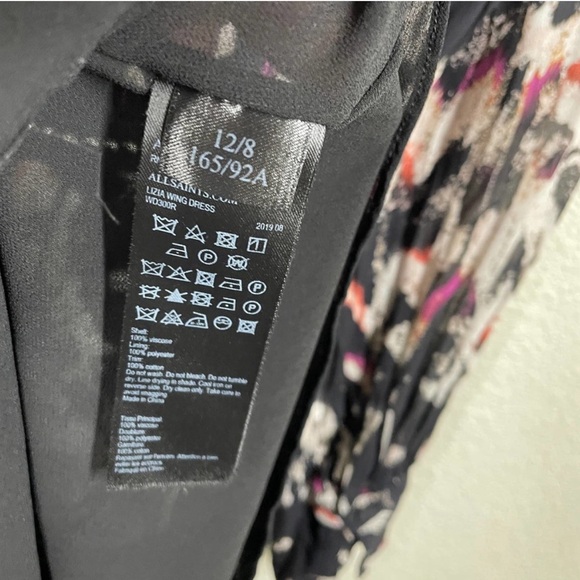 AllSaints 8 Lizia Wing Studded Asymmetrical Rocker Shift Dress Black Long Sleeve - Picture 10 of 12